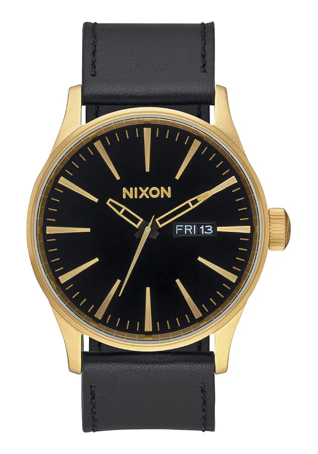 Amazon.com: Nixon Sentry Leather A105513-00. Gold and Black